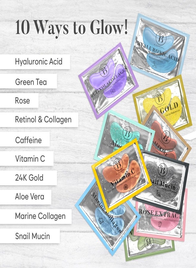 BLOOMORA Variety Box Under Eye Patches for Puffy Eyes and Dark Circles(30 PAIRS), Collagen & Hyaluronic Acid Gel Masks for Hydration, Anti Wrinkle Patches, Bridesmaid Gifts, Bachelorette Party Favors - Image 2